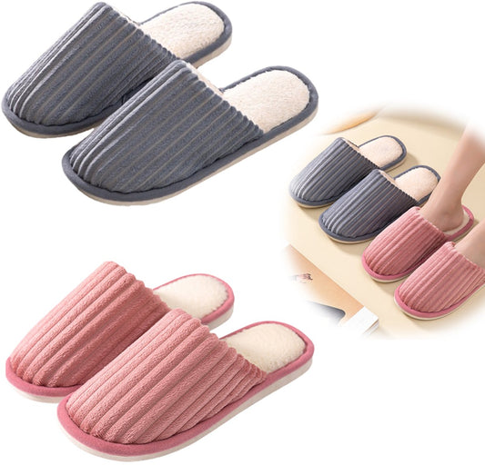 Slippers - 2 Pieces - women's slippers - men's slippers - House shoes - Grey men's slippers size 43-44 - Pink women's slippers size 39-40 - Couples - Nice and soft - Comfeet - Non-slip - Unisex - for autumn and winter - Pink and Grey