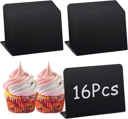 16 pieces - Table Board Chalkboard - Mini Plastic Blackboard - Price Boards - Desk Stand - 10×7.5cm - Mini Blackboard - Mini Chalkboards - small chalkboards - food labels - mini chalkboard boards - for Weddings, Festivals, Price Tags - black