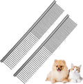 Dog Comb Long Hair Brush Steel Comb for Pet Care Tangle Removal Knots - Set of 2