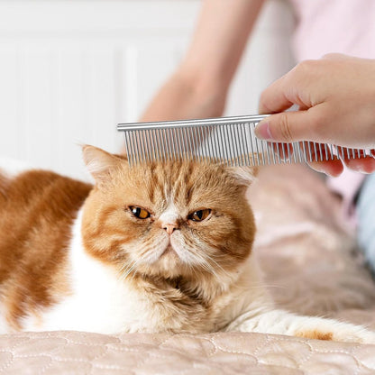 Dog Comb Long Hair Brush Steel Comb for Pet Care Tangle Removal Knots - Set of 2