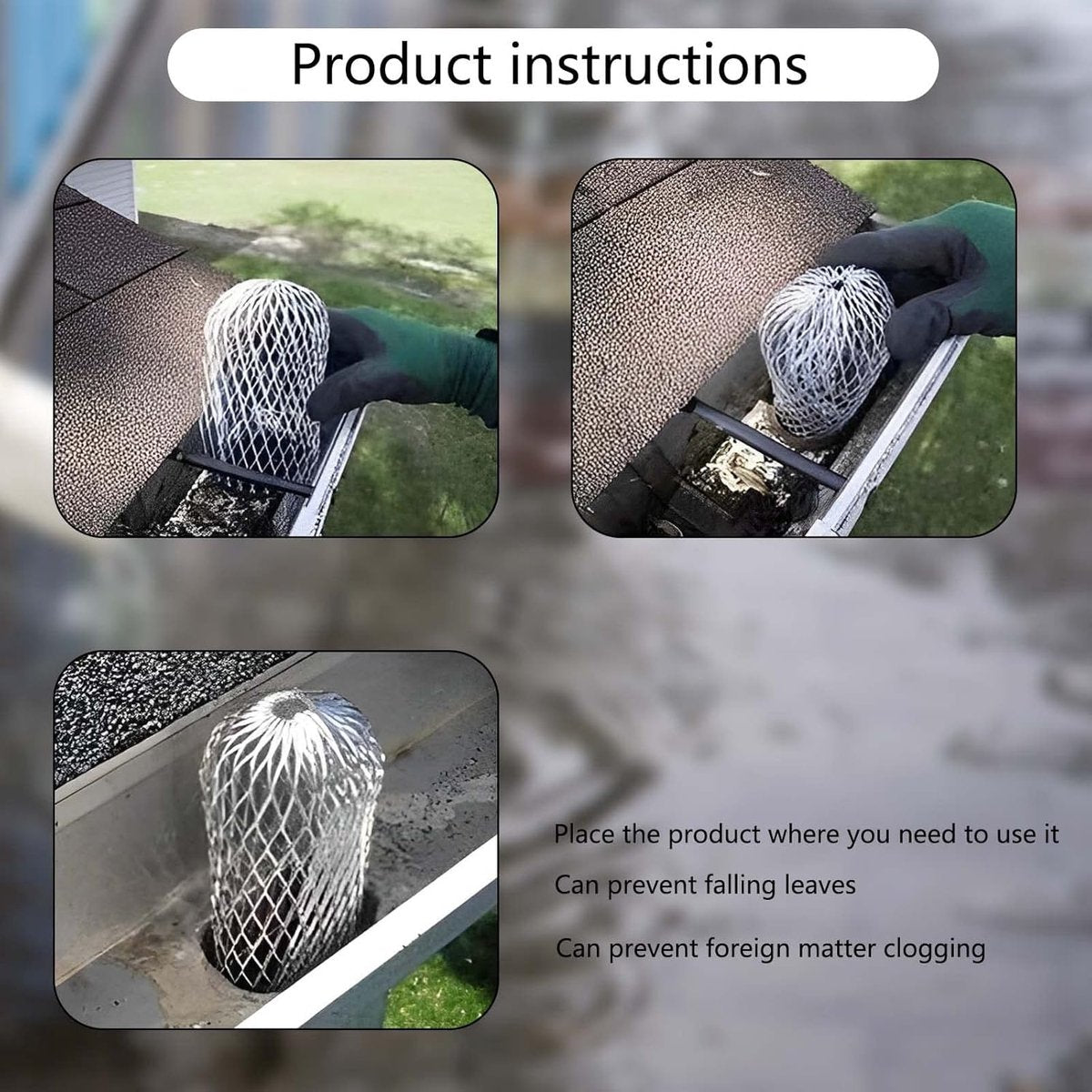 Downpipe leaf catcher - 6 Pieces - Wire mesh screen - Downpipe protector - Gutter guard - gutter guard - Against leaves in gutter - Leaf catcher - Anti-Clog - for preventing blockage and debris