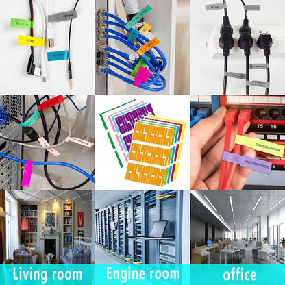 300 pieces - Self-adhesive cable label - cable label sheets - 10 sheets - of 10 colors - Cable labels - Label - Labels - Label stickers - Self-adhesive cable label stickers - Cable management - 26*84 mm