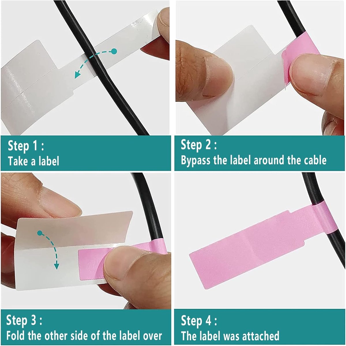 300 pieces - Self-adhesive cable label - cable label sheets - 10 sheets - of 10 colors - Cable labels - Label - Labels - Label stickers - Self-adhesive cable label stickers - Cable management - 26*84 mm