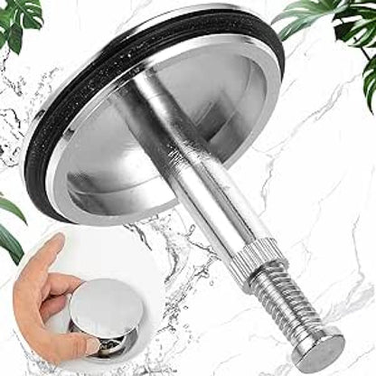 Bathtub Drain Plug 43mm - Stem Diameter 8mm - Bathtub Cover, Bathroom Washbasin Cap - Height Adjustable Drain Plug for Bathtub, Kitchen, Sink - Solid Brass Drain Stopper