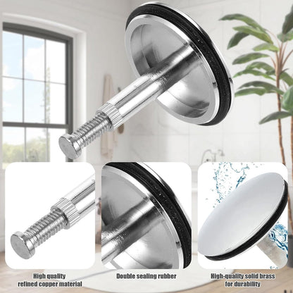 Bathtub Drain Plug 43mm - Stem Diameter 8mm - Bathtub Cover, Bathroom Washbasin Cap - Height Adjustable Drain Plug for Bathtub, Kitchen, Sink - Solid Brass Drain Stopper