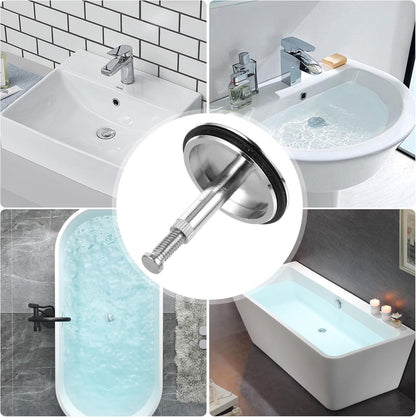 Bathtub Drain Plug 43mm - Stem Diameter 8mm - Bathtub Cover, Bathroom Washbasin Cap - Height Adjustable Drain Plug for Bathtub, Kitchen, Sink - Solid Brass Drain Stopper