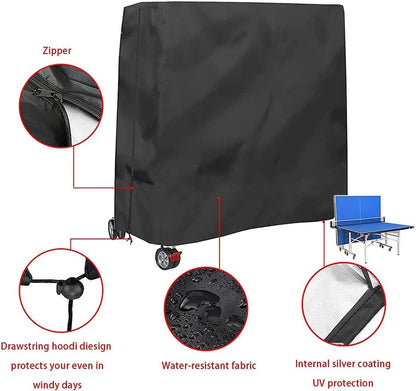 210D Waterproof Table Tennis Table Cover - Table Tennis Table Cover - Waterproof, windproof and UV-resistant - Dustproof - Table Tennis Table Protector - Protective Cover - Foldable Table Tennis Table Cover for Indoor and Outdoor Use - Black - 165×70×185c