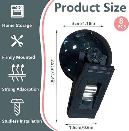 8 pieces - Suction cup clips - Shower curtain clips - Shower curtain clamps - Multifunctional storage clip - Windproof protective clips - shower curtain clips with suction cup - for car sunshades, refrigerator, notes, ticket and photo organization - 30*35