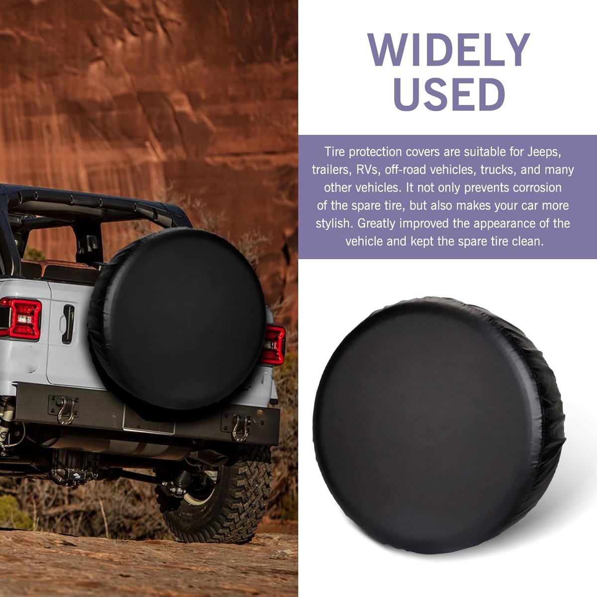 Tire cover - 14 inch - Tire covers - Spare tire cover - Tire dust cover - Spare wheel dust cover - Car tire protective cover - Spare wheel protective cover - Tire storage cover - PVC leather - Dust cover - suitable for tire diameters 65-69 cm - Black