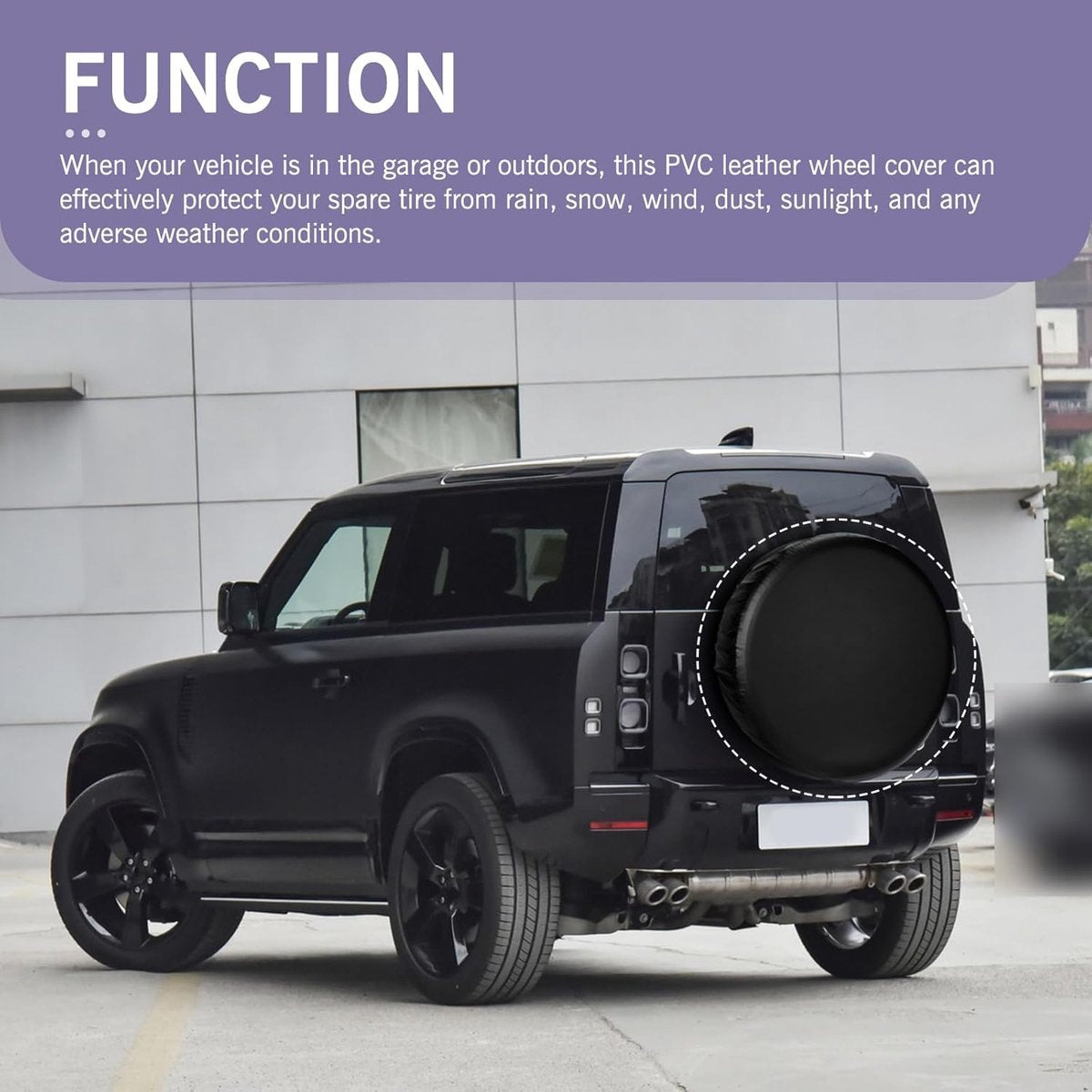 Tire cover - 14 inch - Tire covers - Spare tire cover - Tire dust cover - Spare wheel dust cover - Car tire protective cover - Spare wheel protective cover - Tire storage cover - PVC leather - Dust cover - suitable for tire diameters 65-69 cm - Black