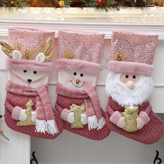 pieces - Christmas stockings - Christmas stocking decoration - Christmas ornament - Christmas decoration - Hangable Christmas Ornament - Decorative sequins - Christmas gift - For Fireplace or Tree Decoration - for festive Christmas decoration in the firep