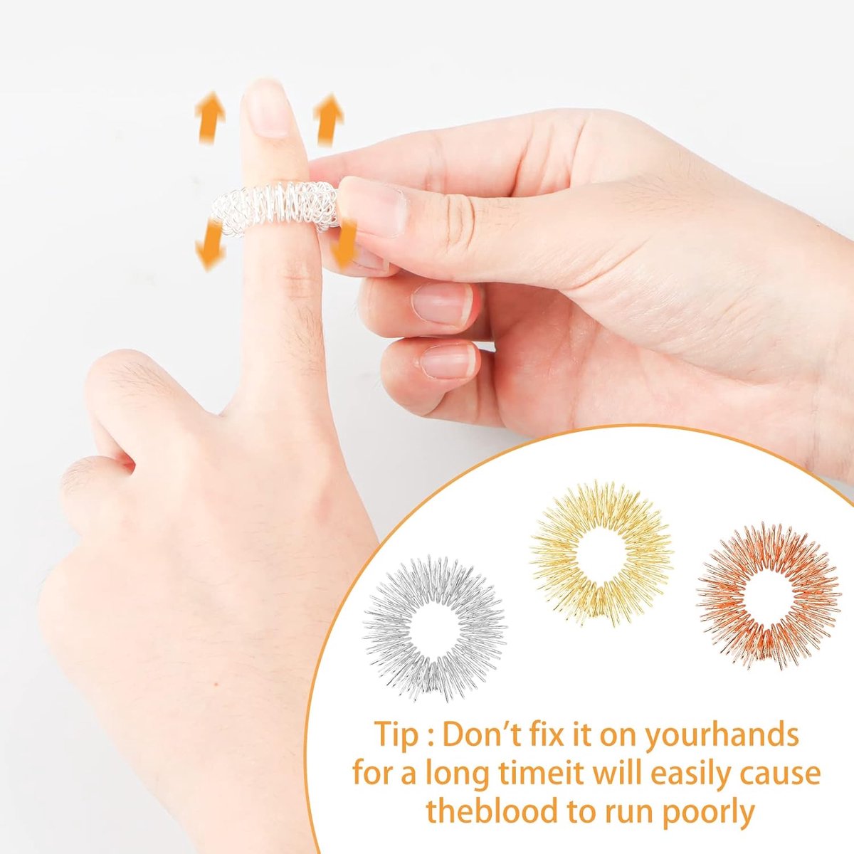 12 Finger Massage Rings - Finger Massage Rings - Acupressure Rings - Acupressure Rings - Finger Splints - Finger Massage Rings - For teenagers, adults - Relieves anxiety, relaxation - Massage improves blood circulation - One size.