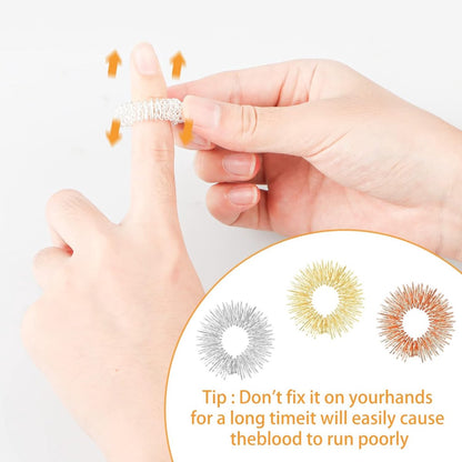 12 Finger Massage Rings - Finger Massage Rings - Acupressure Rings - Acupressure Rings - Finger Splints - Finger Massage Rings - For teenagers, adults - Relieves anxiety, relaxation - Massage improves blood circulation - One size.