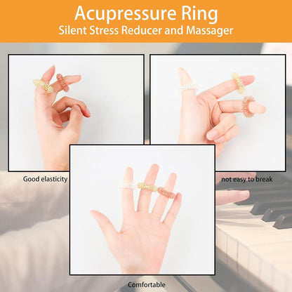 12 Finger Massage Rings - Finger Massage Rings - Acupressure Rings - Acupressure Rings - Finger Splints - Finger Massage Rings - For teenagers, adults - Relieves anxiety, relaxation - Massage improves blood circulation - One size.