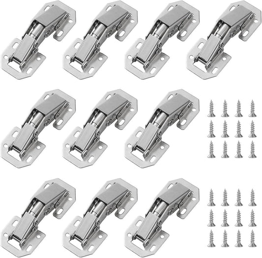 10 pieces - hinges - 3 inch - invisible stainless steel hinges - 90 degrees - cabinet hinges - kitchen door hinges - with screws - for furniture doors, drawers, windows and wardrobes - no drilling required - 77*32 mm - silver