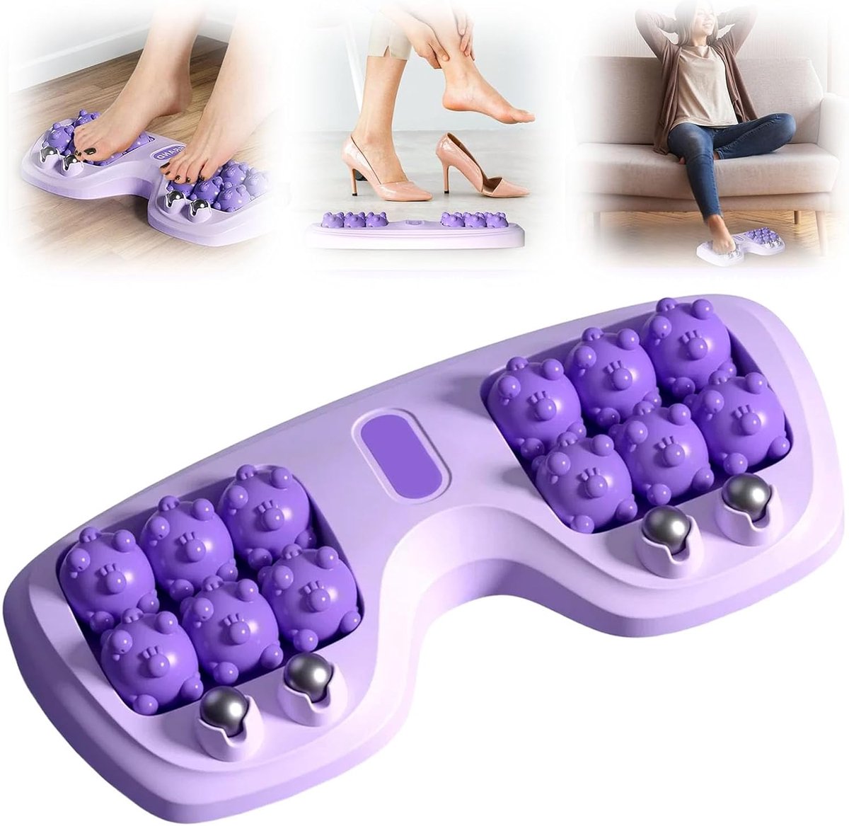 Foot massage device - Foot massage roller - Portable double foot massager roller - Massage ball - Foot massage - double foot massager roller for relieving plantar fasciitis pain and improving circulation, portable foot massager tool.