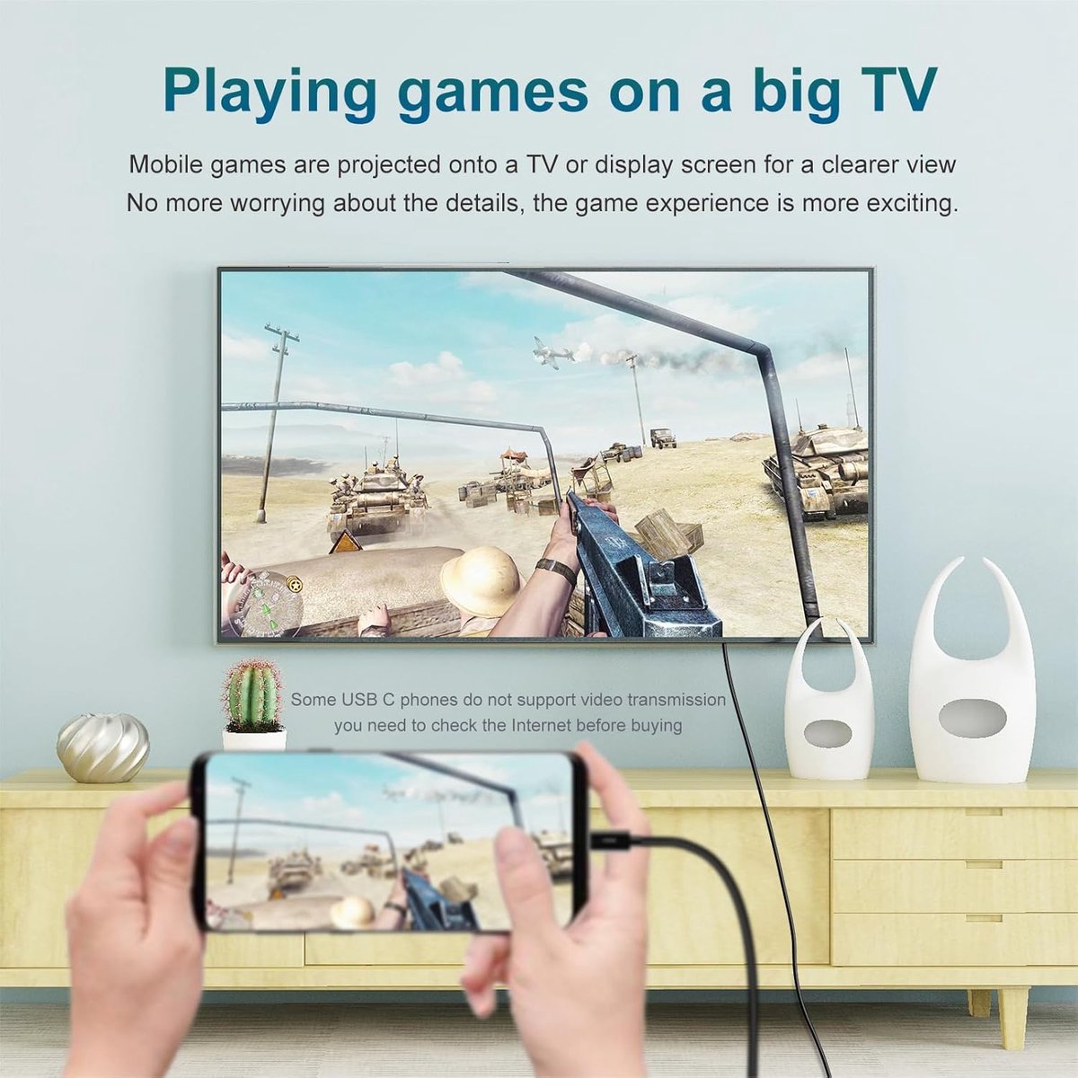 USB C to HDMI cable (6FT) - USB C HDMI cable - 4K Ultra HD, High-Speed - USB C HDMI cable - HDMI USB C cable - HDMI to USB C cable - USB Type C to HDMI cable for home office.