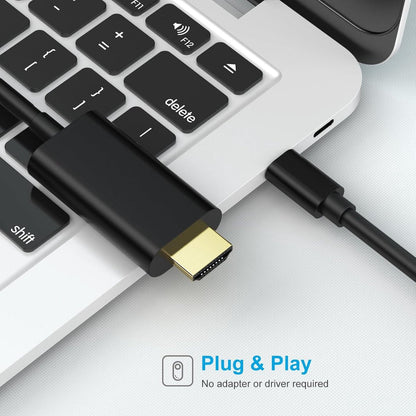 USB C to HDMI cable (6FT) - USB C HDMI cable - 4K Ultra HD, High-Speed - USB C HDMI cable - HDMI USB C cable - HDMI to USB C cable - USB Type C to HDMI cable for home office.
