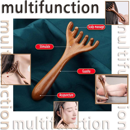BOXOB 2pcs Wooden Head Massager, Portable Head Scratcher for Deep Relaxation Durable Wooden Comb Wooden Scalp Massager Gift for Family and Friends.