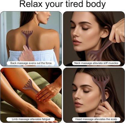 BOXOB 2pcs Wooden Head Massager, Portable Head Scratcher for Deep Relaxation Durable Wooden Comb Wooden Scalp Massager Gift for Family and Friends.