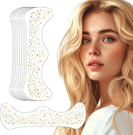 10 pieces - Temporary Glitter Face Tattoos - Glitter makeup stickers - Gold freckle face stickers - Self-adhesive Tattoos for Adults - Gold glitter freckle face stickers - Festival Glitters - Face stickers.