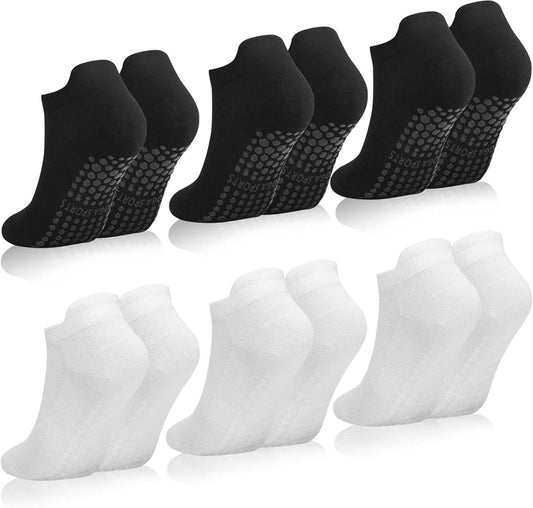 6 pairs - Socks - Yoga socks - Pilates socks for women - non-slip yoga socks - with grip - sports socks for women - Women's socks - black and white.