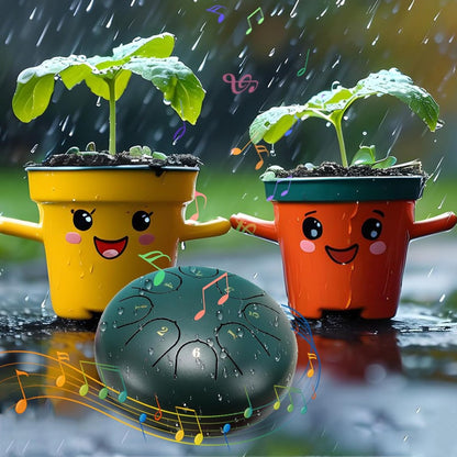 Rain drum - outdoor rain drum - rain drum for the garden - rain drum for outside in the garden - chakra drum for outdoor rain - drum - musical instruments - 6 inch rain drum - with 8 tones - green - 16*9 cm.