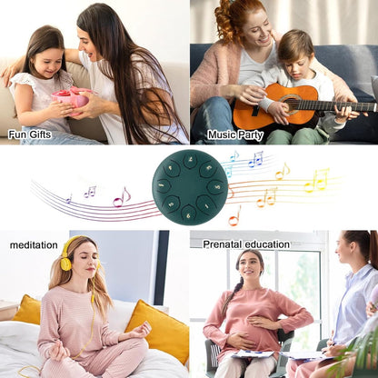 Rain drum - outdoor rain drum - rain drum for the garden - rain drum for outside in the garden - chakra drum for outdoor rain - drum - musical instruments - 6 inch rain drum - with 8 tones - green - 16*9 cm.