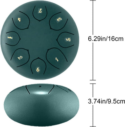 Rain drum - outdoor rain drum - rain drum for the garden - rain drum for outside in the garden - chakra drum for outdoor rain - drum - musical instruments - 6 inch rain drum - with 8 tones - green - 16*9 cm.