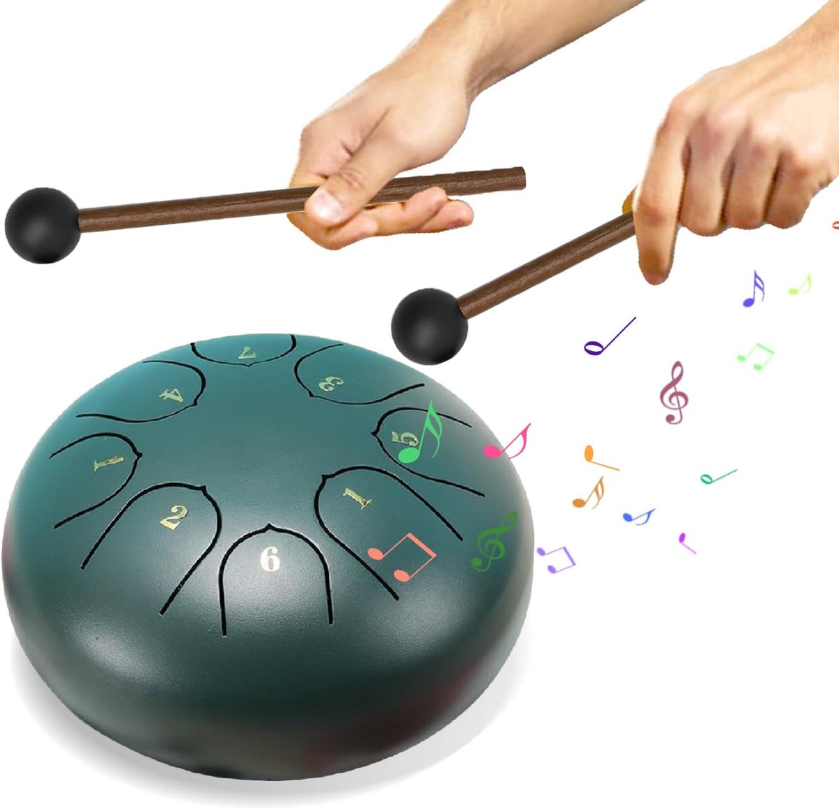 Rain drum - outdoor rain drum - rain drum for the garden - rain drum for outside in the garden - chakra drum for outdoor rain - drum - musical instruments - 6 inch rain drum - with 8 tones - green - 16*9 cm.