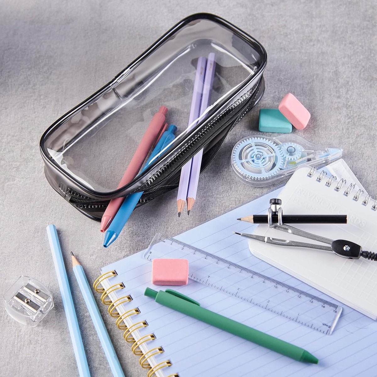 Pencil Case - 2-Piece Pencil Case - Pencil Case for School - Transparent Pencil Case - Transparent Exam Pencil Case - School Supplies - transparent school pencil case - school pencil case - Pencil case for men and women, children's pencil case, travel - P.