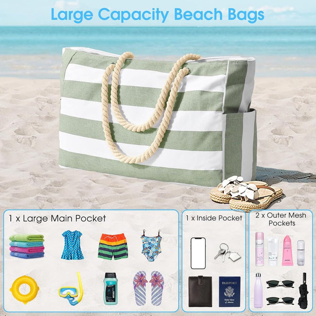 Beach bag - large beach bags for women - waterproof beach bags with zipper and rope handle, travel bags Shopping essentials Pool Gym - Vegetables Main Image