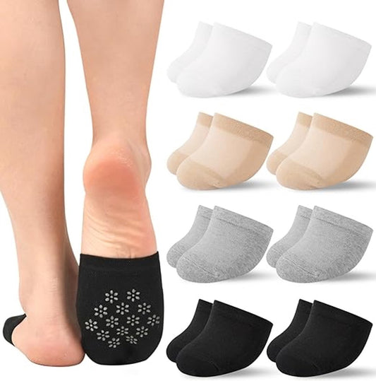 pairs - Half socks - Women's no-show anti-slip half socks - Cotton invisible lining toe protectors - toe protector socks - invisible socks - seamless five-toe socks - sock - for clogs - black, white, khaki, grey.