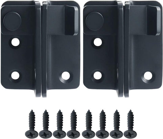 2 pieces - Lock - 60*54*27 mm - stainless steel door lock - sliding bolt with safety latch - left-hand sliding bolt - with screws - for sliding wardrobe, animal cage, garden, bathroom, garage door, sliding door - black