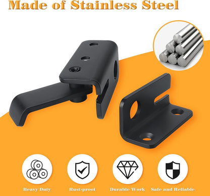 2 pieces - Lock - 60*54*27 mm - stainless steel door lock - sliding bolt with safety latch - left-hand sliding bolt - with screws - for sliding wardrobe, animal cage, garden, bathroom, garage door, sliding door - black