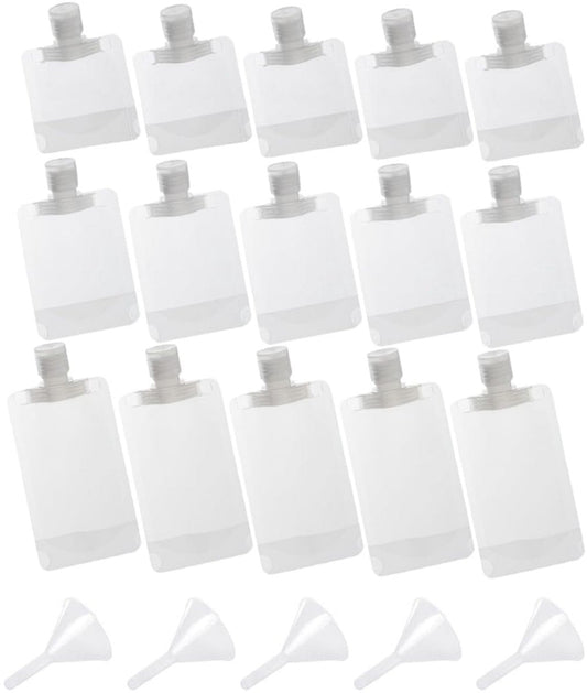 20 pieces - Travel-size Toiletries Bag - Travel Toiletries Containers - travel containers - refillable travel bottles - for cosmetics, lotions, shower gels, shampoos, travel essentials - 100 ml, 50 ml, 30 ml - with portable funnel - transparent.
