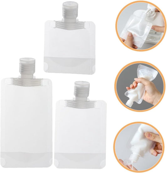 20 pieces - Travel-size Toiletries Bag - Travel Toiletries Containers - travel containers - refillable travel bottles - for cosmetics, lotions, shower gels, shampoos, travel essentials - 100 ml, 50 ml, 30 ml - with portable funnel - transparent.
