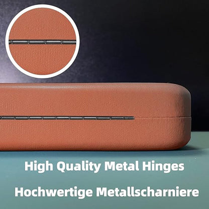 Hard glasses case - PU leather glasses case - Wearable protection - Cover - Leather glasses case - Black - 16 x 6.4 x 3.6 cm.