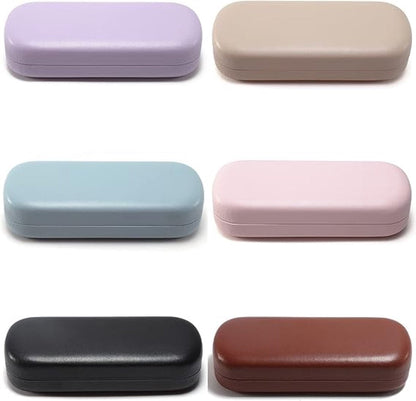 Hard glasses case - PU leather glasses case - Wearable protection - Cover - Leather glasses case - Black - 16 x 6.4 x 3.6 cm.