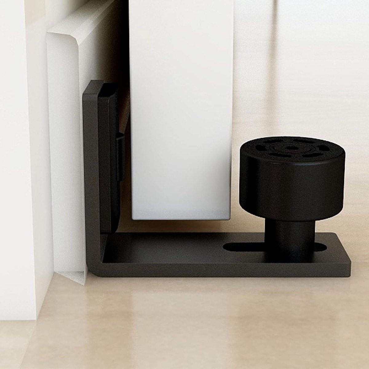 2 Pieces - Sliding Door Floor Guide Doors - Sliding Rails - Sliding Door System - Bottom-Wall Mounting Adjustable Roller Double Wheel - Adjustable Floor Guide - Door Guide - No Punching Required - Guide - Black - Smooth and Quiet