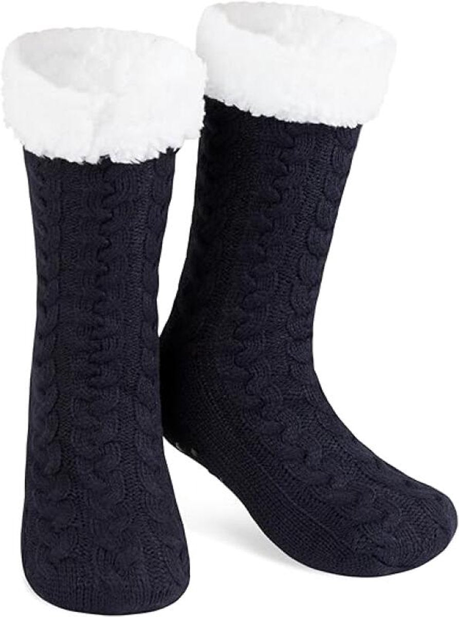 House socks - fluffy warm coral fleece lined - non-slip socks for men and girls - Thick Winter coral fleece - Sleep socks - Postpartum socks - Fluffy Slipper socks - soft and comfortable floor socks - Black.