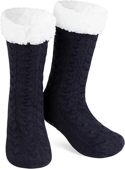 House socks - fluffy warm coral fleece lined - non-slip socks for men and girls - Thick Winter coral fleece - Sleep socks - Postpartum socks - Fluffy Slipper socks - soft and comfortable floor socks - Black.
