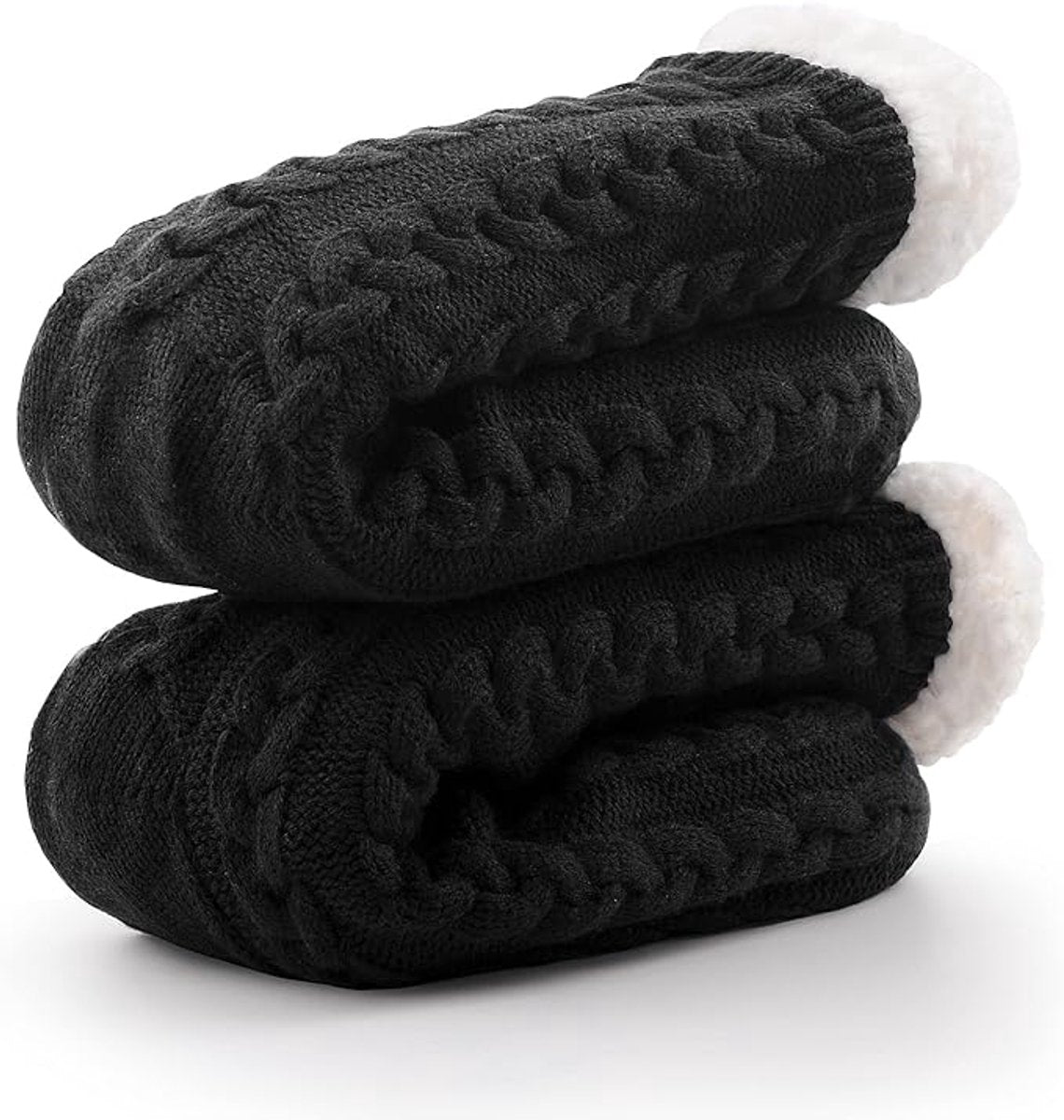 House socks - fluffy warm coral fleece lined - non-slip socks for men and girls - Thick Winter coral fleece - Sleep socks - Postpartum socks - Fluffy Slipper socks - soft and comfortable floor socks - Black.