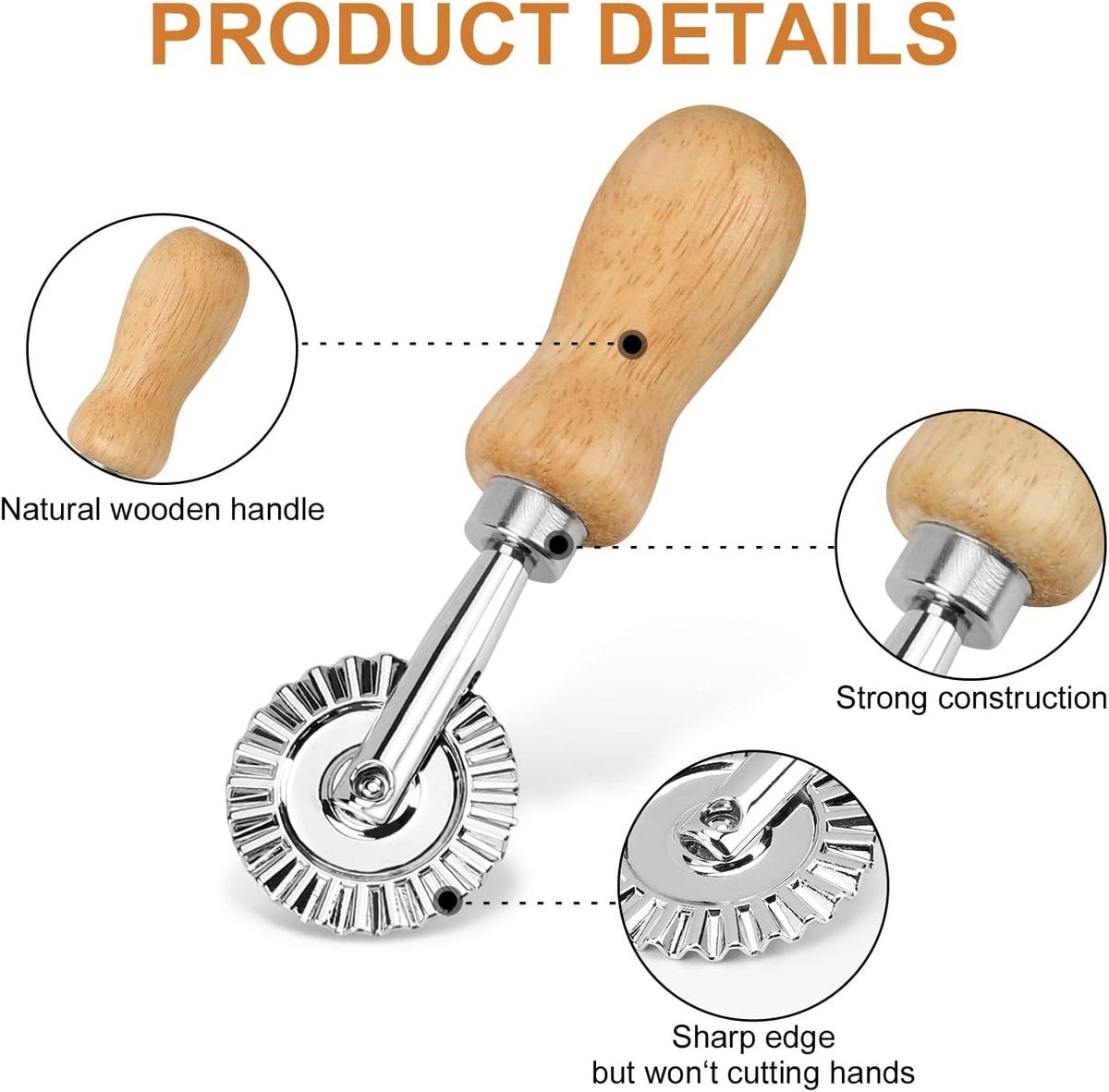 set of 4 ravioli cutters - dough wheel - dough cutter roller - ravioli cutter - ravioli makers - ravioli makers with wooden handle - for ravioli, pasta, dumplings, lasagna