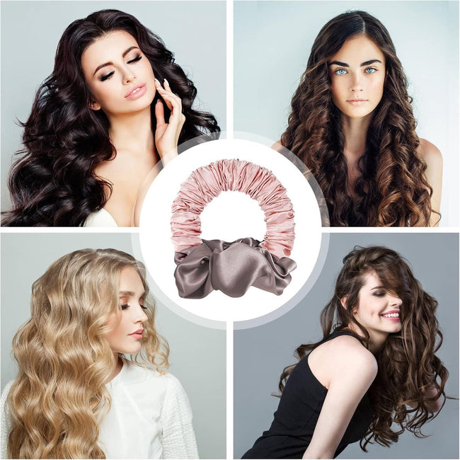 Heatless Curls - Hair curler - hair rollers - Curlers without heat - soft sleep curl scrunchie - for long, medium-length hair - hair curler without heat - satin night curler - lazy scrunchie - DIY hair styling tools - pink - Ã 18cm Main Image