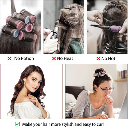 Heatless Curls - Hair curler - hair rollers - Curlers without heat - soft sleep curl scrunchie - for long, medium-length hair - hair curler without heat - satin night curler - lazy scrunchie - DIY hair styling tools - pink - Ã 18cm.