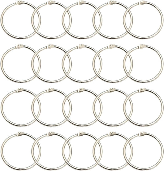 20 pieces - 55 mm - Book rings - metal ring binders - Binding ring - for loose sheets - card ring binder - keychain - for scrapbooking, album, crafting - for organizing and binding loose cards and recipes - silver