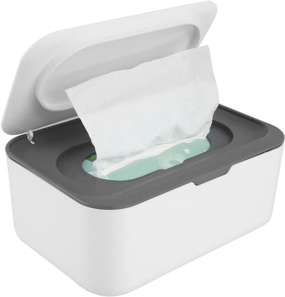 Tissue box - 19*13*7.8cm - Dispenser box for wet wipes - Baby wipes box - mask storage box - toilet wipes box - box with lid for dry tissues - keep wipes fresh with sealable lid - dustproof storage box for tissues - white