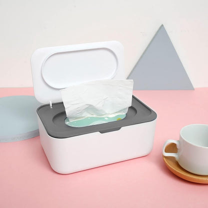 Tissue box - 19*13*7.8cm - Dispenser box for wet wipes - Baby wipes box - mask storage box - toilet wipes box - box with lid for dry tissues - keep wipes fresh with sealable lid - dustproof storage box for tissues - white