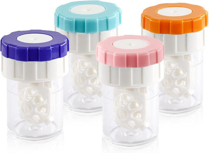 Lens case - 4 pieces - Contact lens holder - lens cleaning container - portable contact lens cleaner - contact lens cleaner - contact lens container cleaner - contact lens case - plastic - Manual contact lens cleaner - Travel storage set.